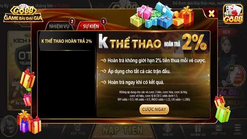 Có nhiều ưu đãi hấp dẫn chờ đón bet thủ trên app GO88