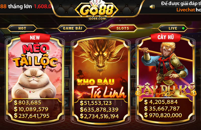 Slots game tại Go88 dễ nổ trúng thưởng lớn